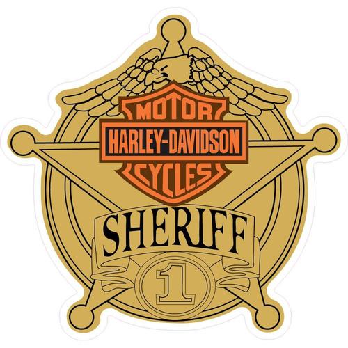 Sheriff Harley Davidson Doré Étoile Autocollant Sticker Logo38 - 40 Cm