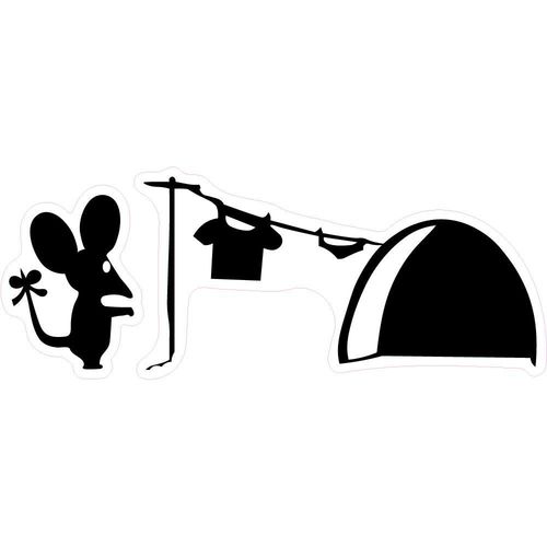Souris Linge Maison Sticker Mural Couleur Transparent Autocollant Sticker Logo698 - Noir