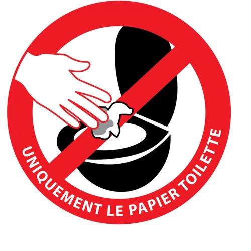 Papier Toilette Uniquement Wc Signalisation Interdiction Jeter Autocollant Sticker Logo297 - 10 Cm