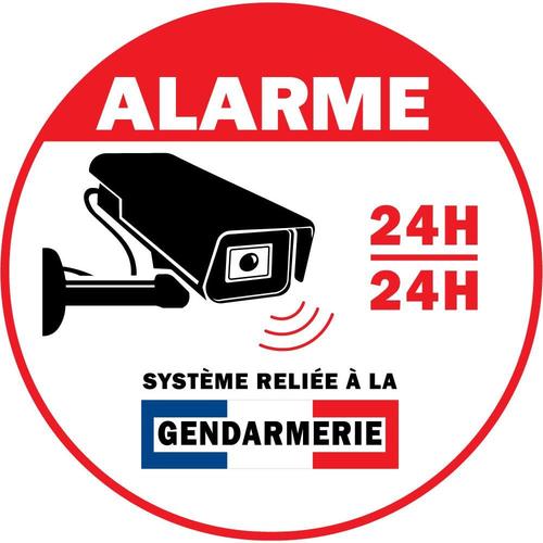 Alarme Gendarmerie Système Protection 24h/24h Camera Vidéo Surveillance Ordre Autocollant Sticker Logo47 - 15 Cm