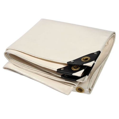 Bâche premium NEMAXX PLA57 500x700 cm - blanc avec oeillets, 650 g/m² PVC, abri, toile de protection - étanche, résistante, 35m²