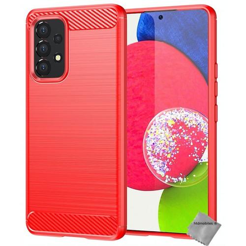 Housse Etui Coque Silicone Gel Carbone Pour Samsung Galaxy A53 5g + Film Ecran - Rouge