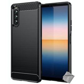 Housse Etui Coque Silicone Gel Carbone Pour Sony Xperia 10 Iv + Film Ecran - Noir