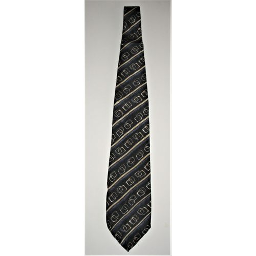 Cravate 100% Soie Motif Rayures Sur Fonds Noir