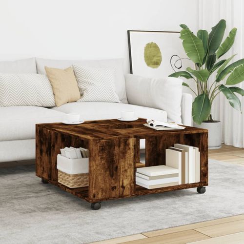 Vidaxl Table Basse Chêne Fumé 80x80x40 Cm Bois D'ingénierie