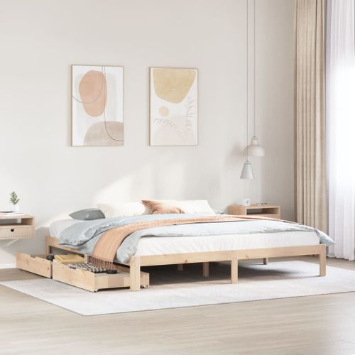 Vidaxl Cadre De Lit Avec Tiroirs 180x200 Cm Bois De Pin Massif