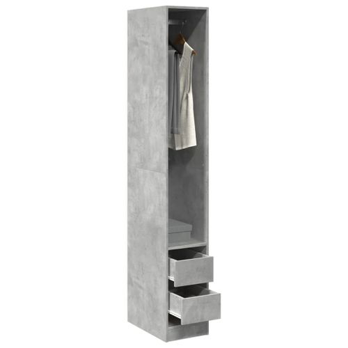 Vidaxl Garde-Robe Gris Béton 30x50x200 Cm Bois D'ingénierie