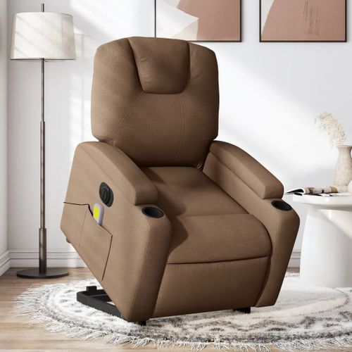 Vidaxl Fauteuil Inclinable De Massage Électrique Marron Tissu