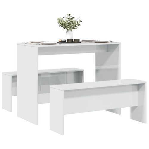 Vidaxl Ensemble Table À Manger Et Bancs 3 Pcs Bois D'ingénierie
