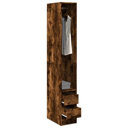 Vidaxl Garde-Robe Chêne Fumé 30x50x200 Cm Bois D'ingénierie