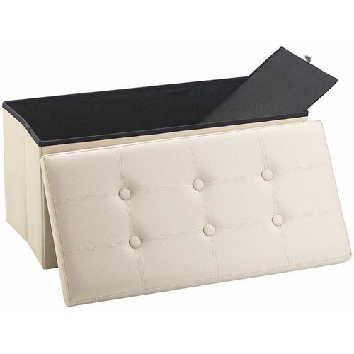 Siège Pliable Aspect Cuir Avec Coffre De Rangement 80 L - Beige