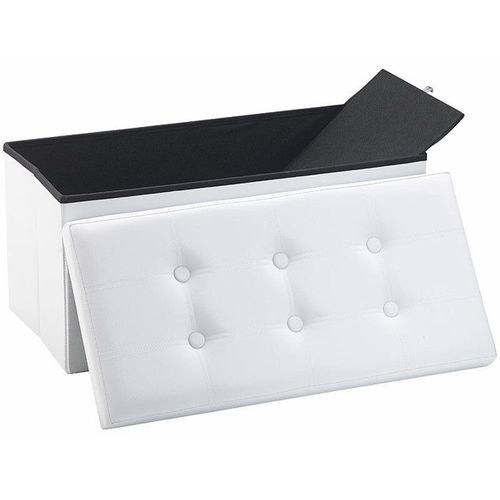 Siège Pliable Aspect Cuir Avec Coffre De Rangement 80 L - Blanc