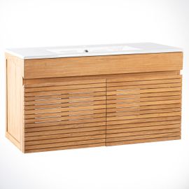 Meuble Salle De Bain En Teck Et Céramique L 90 Cm