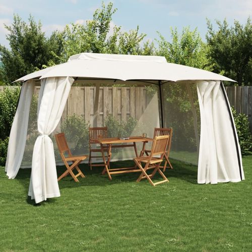 Vidaxl Tonnelle Avec Double Toit Et Parois En Filet Crème Acier