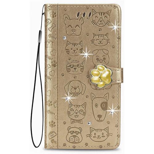 Bling Portefeuille Coque Pour Vivo Y52 5g, Fonction De Support Et Magnétique Etui Avec Strass Housse Pour Vivo Y52 5g