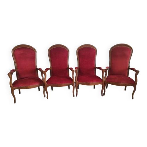 Lot De 4 Fauteuils Voltaire Rouge