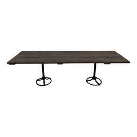 Grande Table En Bois Ancienne Esprit Industriel Marron