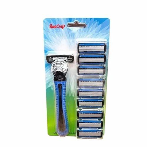 Porte-Outils À Lame À Six Couches Pour Rasoir Pour Homme,Neuf Têtes De Coupe De Rechange,Rasoir En Acier Inoxydable,Rasoir Sphérique De Style Ancien,9 Pièces - Type 9 Pcs