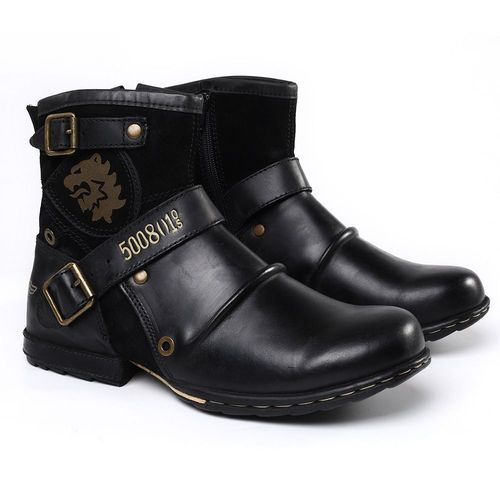 Chaussures Bottes De Moto En Cuir Denim Pour Hommeschaussures Martin Changement De Couleurà La Mode5008