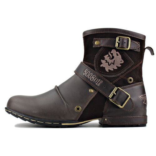 Bottes De Moto En Cuir Denim Pour Hommes Chaussures Martin Changement De Couleur La Mode 5008