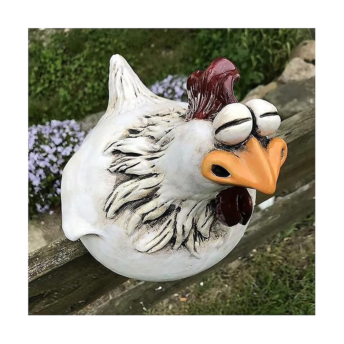 Poulet assis sur clôture décor statues de jardin pour clôtures stat...