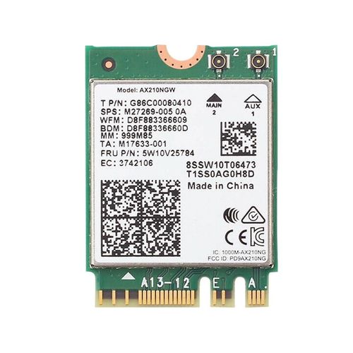 Carte réseau Ax210 Ax210ngw M.2 Ngff 2.4ghz / 5g Wi-fi 6e 2400mbps Carte Wifi 802.11ax Bluetooth 5.2 W