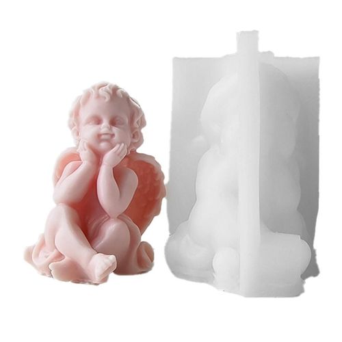 3d Angel Children Silicone Mold Lovely Winged Boys Abstract Craft Scented Candle Wax Mould Diy Gyps