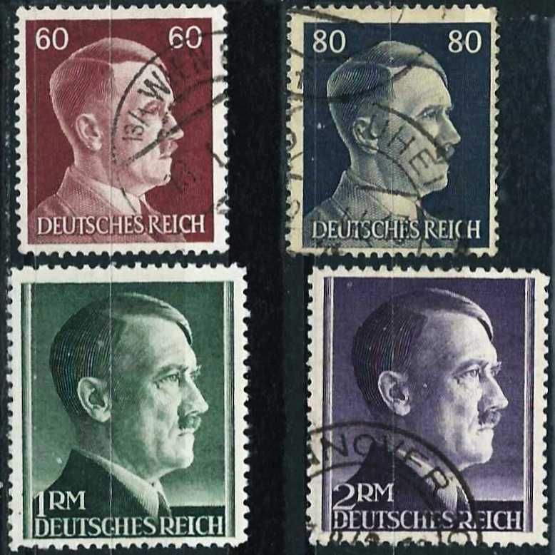 Allemagne, 3ème Reich, 1941, 4 Beaux Timbres Grand Format Chancelier Hitler, Yvert 721 À 724, Obliteres, Tbe -