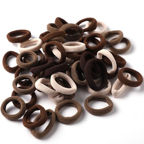 Attaches Élastiques Pour Cheveux, Supports Pour Queue De Cheval, 100 Pièces Blanc + Noir + Marron