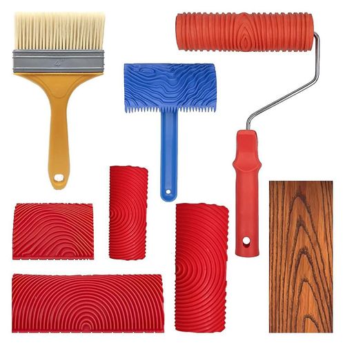 8pcs Wood Grain Tool Set Wood Texture Paint Tool Diy Rubber Wood Pattern Painting Roller For Wall R