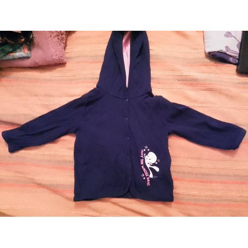 Gilet Marine Imprimé Blanc/Rose 2/6 Mois Looney Tunes Titi.