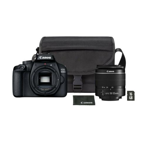 Canon EOS 4000D 18 MP Digital Camera + EF-S 18-55mm III Lens, Bag and SD Card - Noir