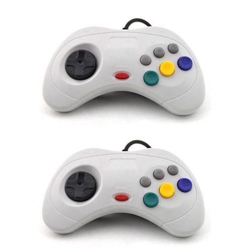 2 Blanc - For Sega Saturn Usb Wired Game Controller Gamepad Joypad Joystick For Pc
