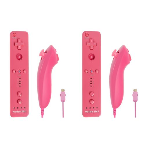 Red 2set - Manette De Jeu À Distance Sans Fil Dahchuck, Manette De Jeu Pour Nintendo Wii Et Wii U, 2 En 1, Motion Plus En Option, Contrôleur De Jeu Vidéo