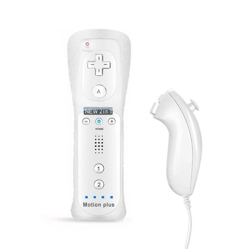 Ensemble Blanc - Manette De Jeu À Distance Sans Fil Avec Motion Plus Intégré, Manette De Jeu Pour Nintendo Wii Dahchuck, Manette De Jeu À Distance Pour Nintendo Wii