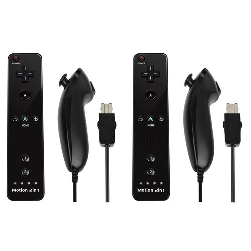 Black 2set - Manette De Jeu À Distance Sans Fil Dahchuck, Manette De Jeu Pour Nintendo Wii Et Wii U, 2 En 1, Motion Plus En Option, Contrôleur De Jeu Vidéo