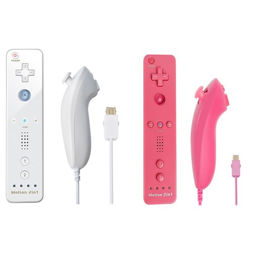 Ensemble Rouge Blanc - Manette De Jeu À Distance Sans Fil Dahchuck, Manette De Jeu Pour Nintendo Wii Et Wii U, 2 En 1, Motion Plus En Option, Contrôleur De Jeu Vidéo