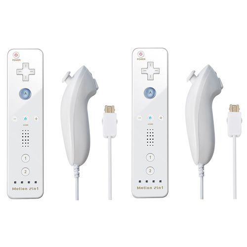 White 2set - Manette De Jeu À Distance Sans Fil Dahchuck, Manette De Jeu Pour Nintendo Wii Et Wii U, 2 En 1, Motion Plus En Option, Contrôleur De Jeu Vidéo