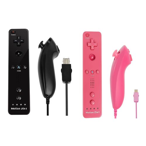 Noir Rouge - Manette De Jeu À Distance Sans Fil Dahchuck, Manette De Jeu Pour Nintendo Wii Et Wii U, 2 En 1, Motion Plus En Option, Contrôleur De Jeu Vidéo