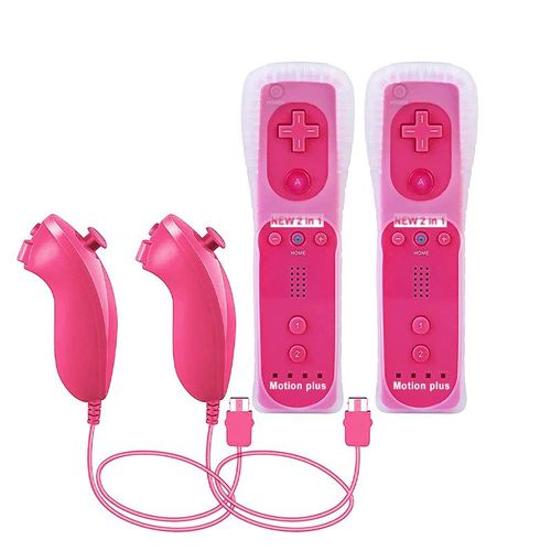 2 Ensembles Roses - Manette De Jeu À Distance Sans Fil Pour Nintendo Wii, Manette De Jeu, Manette, Manette, Motion Plus, 2 Pièces