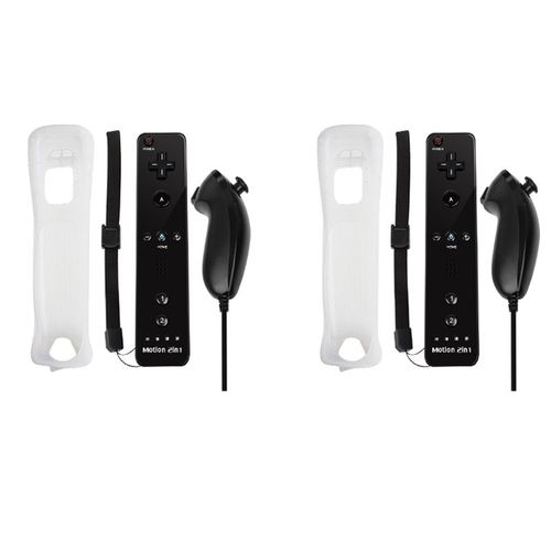 2set Noir - Ensemble 2 En 1 Pour Console Nintendo Wii, Manette De Jeu Sans Fil, Télécommande Dahchuck, Manette, Manette, Motion Plus En Option
