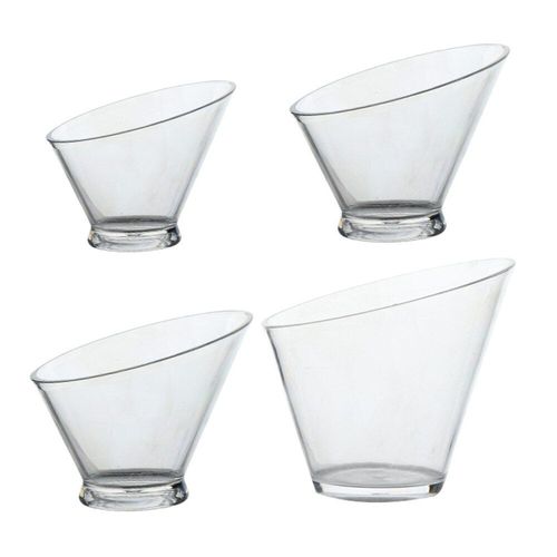 Bol À Salade Incliné Transparent En Acrylique 1,8 L, Tasse À Glace De Personnalité, Bols De Rangement De Cuisine Pour Dessert Aux Fruits Et Légumes