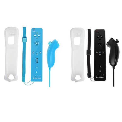Bleu Noir - Ensemble 2 En 1 Pour Console Nintendo Wii, Manette De Jeu Sans Fil, Télécommande Dahchuck, Manette, Manette, Motion Plus En Option