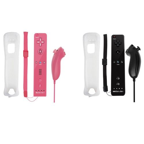 Rouge Noir - Ensemble 2 En 1 Pour Console Nintendo Wii, Manette De Jeu Sans Fil, Télécommande Dahchuck, Manette, Manette, Motion Plus En Option