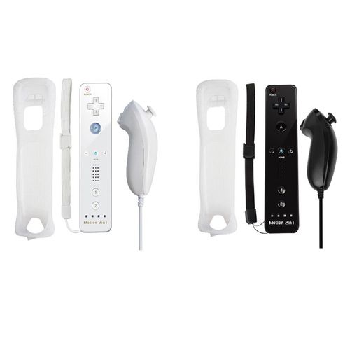 Blanc Noir - Ensemble 2 En 1 Pour Console Nintendo Wii, Manette De Jeu Sans Fil, Télécommande Dahchuck, Manette, Manette, Motion Plus En Option