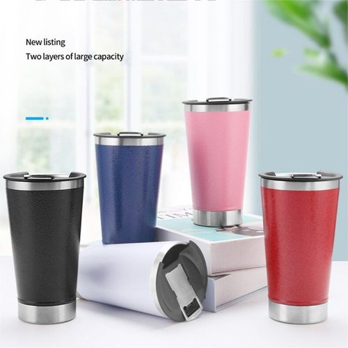 Chope À Bière En Acier Inoxydable, 580ml, Sans Tige, 6 Couleurs Assorties, Isolé Sous Vide, Verres À Vin Multicolores
