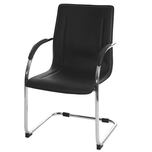 Chaise De Salle À Manger Samara, Chaise Cantilever, Chaise De Cuisine Avec Dossier, Pvc Acier    Noir