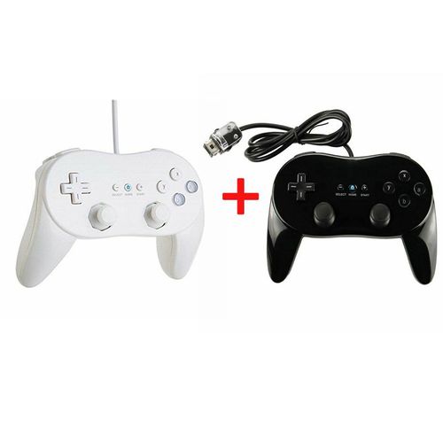 Blanc Et Noir - Manette De Jeu Filaire Classique Pour Nintendo Wii, Manette De Console, Manette De Jeu À Distance, Deuxième Génération