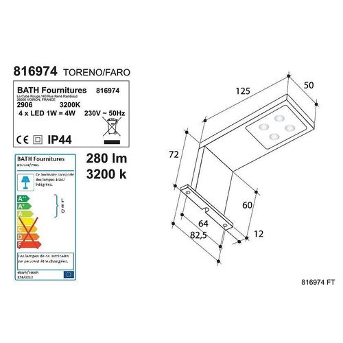 Applique Led Miroir De Salle De Bain Toreno 4 W