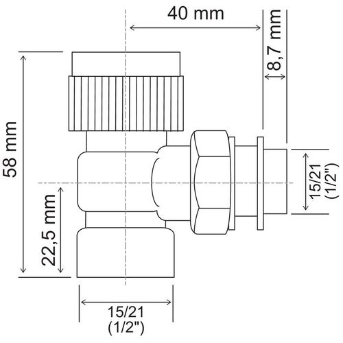 Corps Thermostatique Equerre 15x21